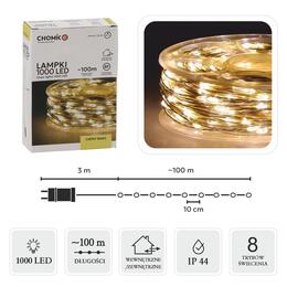 LED svetlá drôtiky 1000L teplá biela, dĺžka 3 + 100 m