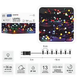 Multikolorové LED guľôčky 200L, dĺžka 3 + 16 m