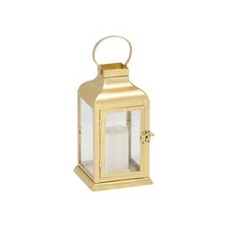 Zlatý kovový lampión s LED sviečkou 22 cm