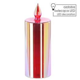 LED lampión s červenou sviečkou 8,9 x 25 cm