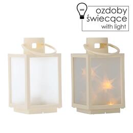 Vianočný lampión s LED svetlom 11 x 11 x 20,5 cm, biely s 3D efektom
