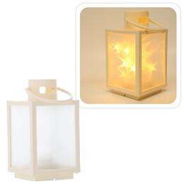 Vianočný lampión s LED svetlom 11 x 11 x 20,5 cm, biely s 3D efektom
