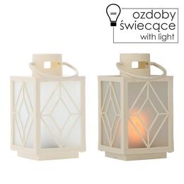Biela vianočná lampa s LED náplňou, 11 x 11 x 20,5 cm
