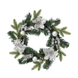 Elegantný strieborný vianočný veniec 40 cm