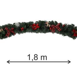 Vianočná girlanda s červenými poinsettiami 1,8 m