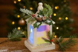 Vianočná LED lampa biela 15 x 15 x 32 cm