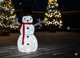 Vianočná LED ozdoba - Snehuliak 72 cm biely