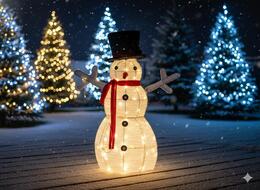 Vianočná LED ozdoba - Snehuliak 72 cm biely