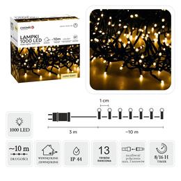 LED svetlá s 1000 diódami, teplá biela, dĺžka 3 + 10 m
