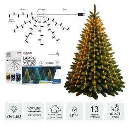 LED svetlá s prsteňom 1,8 m, 216 LED, teplá biela