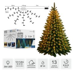LED svetlá s prsteňom 1,8 m, 216 LED, teplá biela