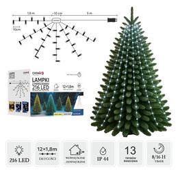 LED svetlá s prsteňom 1,8 m, 216 LED, studená biela