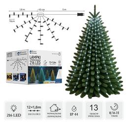 LED svetlá s prsteňom 1,8 m, 216 LED, studená biela