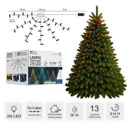 Multikolorové LED svetielka s prsteňom 1,8 m, 216 LED