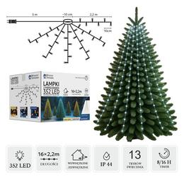 LED svetlá s prstenom 2,2 m, 352 LED, studená biela