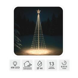 Vianočná jedlička s LED svetlami a hviezdou, 3 m, teplá biela