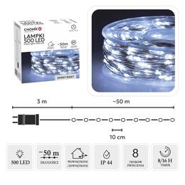 LED svetelný reťazec 500L studená biela 50 m
