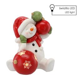 Vianočný snehuliak s LED guľami - 26,3 x 24,2 x 32 cm
