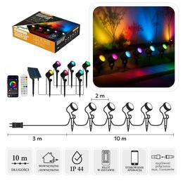 Smart LED reflektory do záhrady 6 ks, multikolor, dĺžka 3 + 10 m