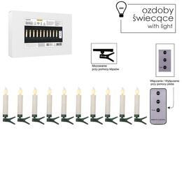 Súprava 10 LED sviečok s klipom a diaľkovým ovládaním