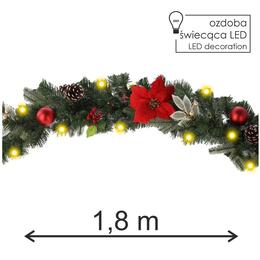 Vianočná LED reťaz s 20 svetlami, 180 cm, červená-zlatá