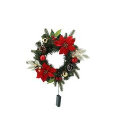 Vianočný veniec s LED svetlami, 30 cm, červeno-zlatý
