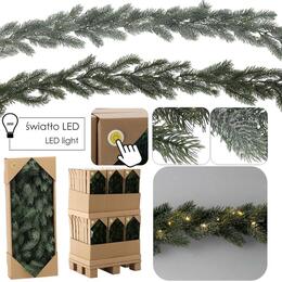 Girlanda z borovice 180 cm s LED svetlami - mix vzorov