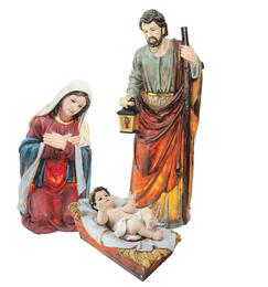 Sada 3 osvetlených figúr Svätej Rodiny - 120 cm
