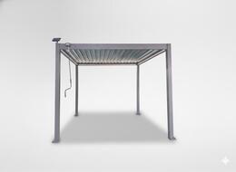 Šedá hliníková pergola s LED osvetlením 3 x 3 x 2,5 m
