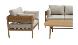 Záhradná súprava z hliníka 'Podgorica' (Sofa + 2 kreslá + stolík) hnedá s béžovými vankúšmi