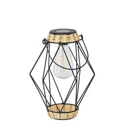 Solárny čierny metalový lampión s LED 22 cm