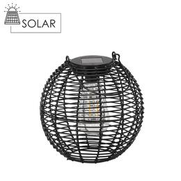 Čierny solárny lampión LED 19 cm
