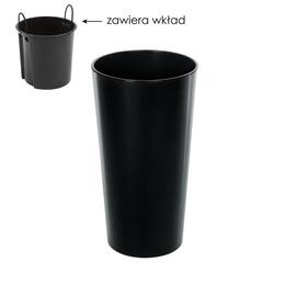 Líliový keramický kvetináč s vložkou 250 mm - čierny