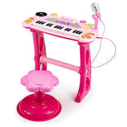 Ružové elektronické piano s mikrofónom a MP3 pre deti