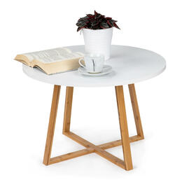 Moderný skandinávsky konferenčný stolík z bambusu, priemer 60 cm