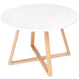 Moderný skandinávsky konferenčný stolík z bambusu, priemer 60 cm