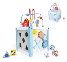 Drevený vzdelávací kockový triedič s blokmi ECOTOYS