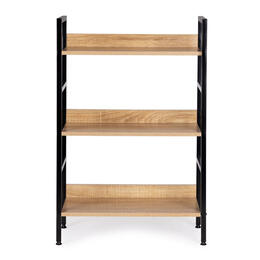 Moderný drevený regál s kovovým rámom v LOFT štýle, 3 poličky