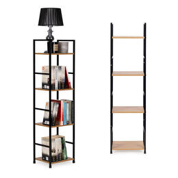 Moderný drevený regál s kovovým rámom LOFT, 4 poličky