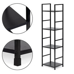 Moderný drevený regál s kovovým rámom LOFT, 4 poličky
