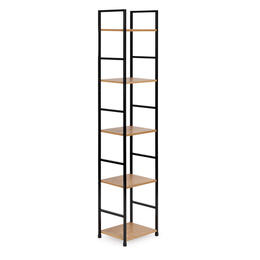 Moderný drevený regál s kovovým rámom LOFT, 5 políc