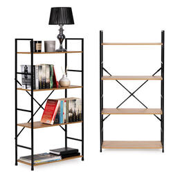 Moderný široký drevený regál s 4 policami LOFT
