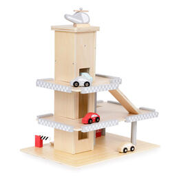 Veľká drevená garáž s výťahom a autíčkami ECOTOYS