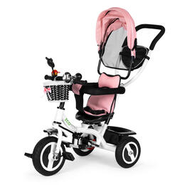 Ružová detská trojkolka s otočnou strieškou a gumovými kolesami ECOTOYS