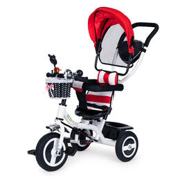 Detský trojkolesový bicykel s otočným sedadlom a strieškou ECOTOYS - červený
