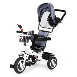 Detská trojkolka s otočnou strieškou a gumovými kolesami ECOTOYS - šedá