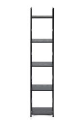 Moderný drevený regál s kovovým rámom LOFT, 5 políc, čierny