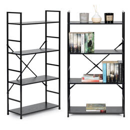 Moderný čierny drevený regál s 4 policami LOFT od ModernHome
