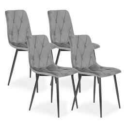 Set 4 moderných stoličiek z prešívaného zamatového materiálu - šedé