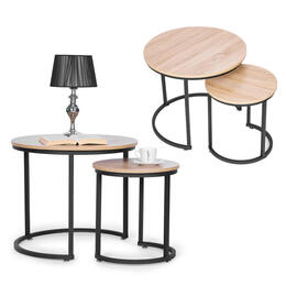 Set dvoch okrúhlych konferenčných stolíkov ModernHome v loft dizajne